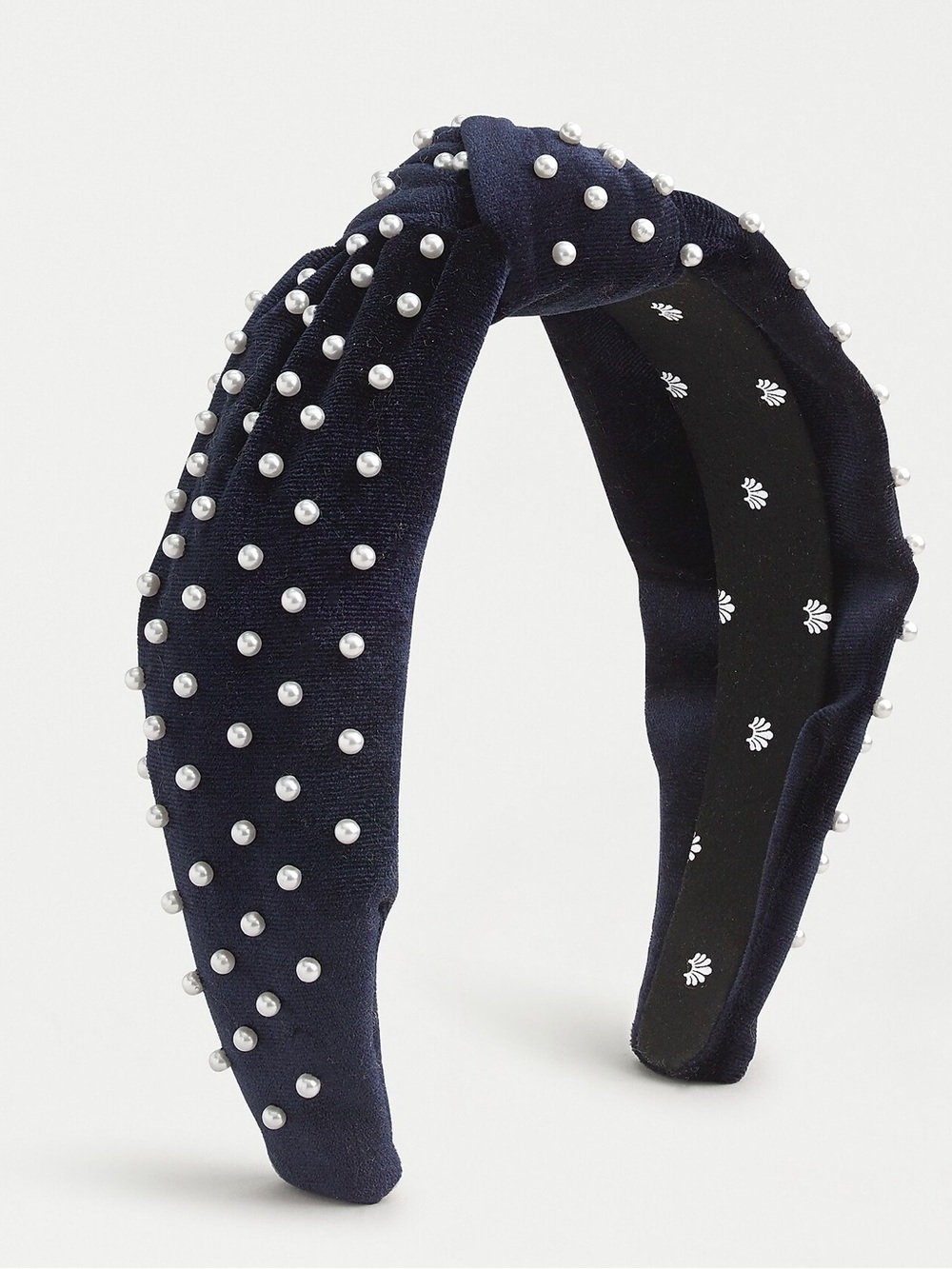 Lele Sadoughi X J.Crew navy velvet knot headband with pearls - EUC